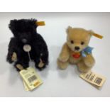 WITHDRAWN: Two miniature Steiff bears, an Historic Steiff Miniatures VIII bear, black mohair, button