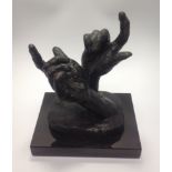 Rolf Harris (1931-), 'Intuition', a bronze sculpture of two hands (modelled on his daughter Bindi'