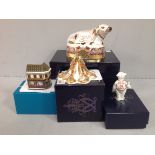 Three Royal Crown Derby paperweights, 'Octopus', limited edition 706/2500, 'Harrods Water