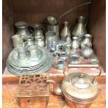 A large quantity of 18th century and later pewter with various touch marks including graduated