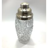 A Baccarat style crystal cocktail shaker with .800 grade silver mounts, hallmarked '197 FI 800',