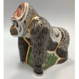 A Royal Crown Derby paperweight, 'Mountain Gorilla', with printed marks to base and gold stopper,