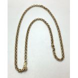 A 9ct gold belcher chain, weighing 21.5 grams, length 22 inches.