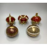 Five Royal Crown Derby paperweights, 'Prince of Wales Coronet, limited edition 439/950, '