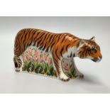 A Royal Crown Derby paperweight, 'Sumatran Tigress', with printed marks to base and gold stopper,