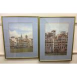 20th century Continental School. A pair of studies depicting Italian waterside buildings,