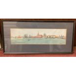 John Eggett, 'Portsmouth Harbour', watercolour, signed lower right, mounted, glazed and framed, 12 x