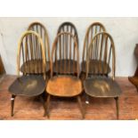 Six Ercol hooped back dining chairs (af)