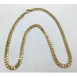 A 9ct yellow gold flat curb chain, weight 23.0 grams, length 18 inches.