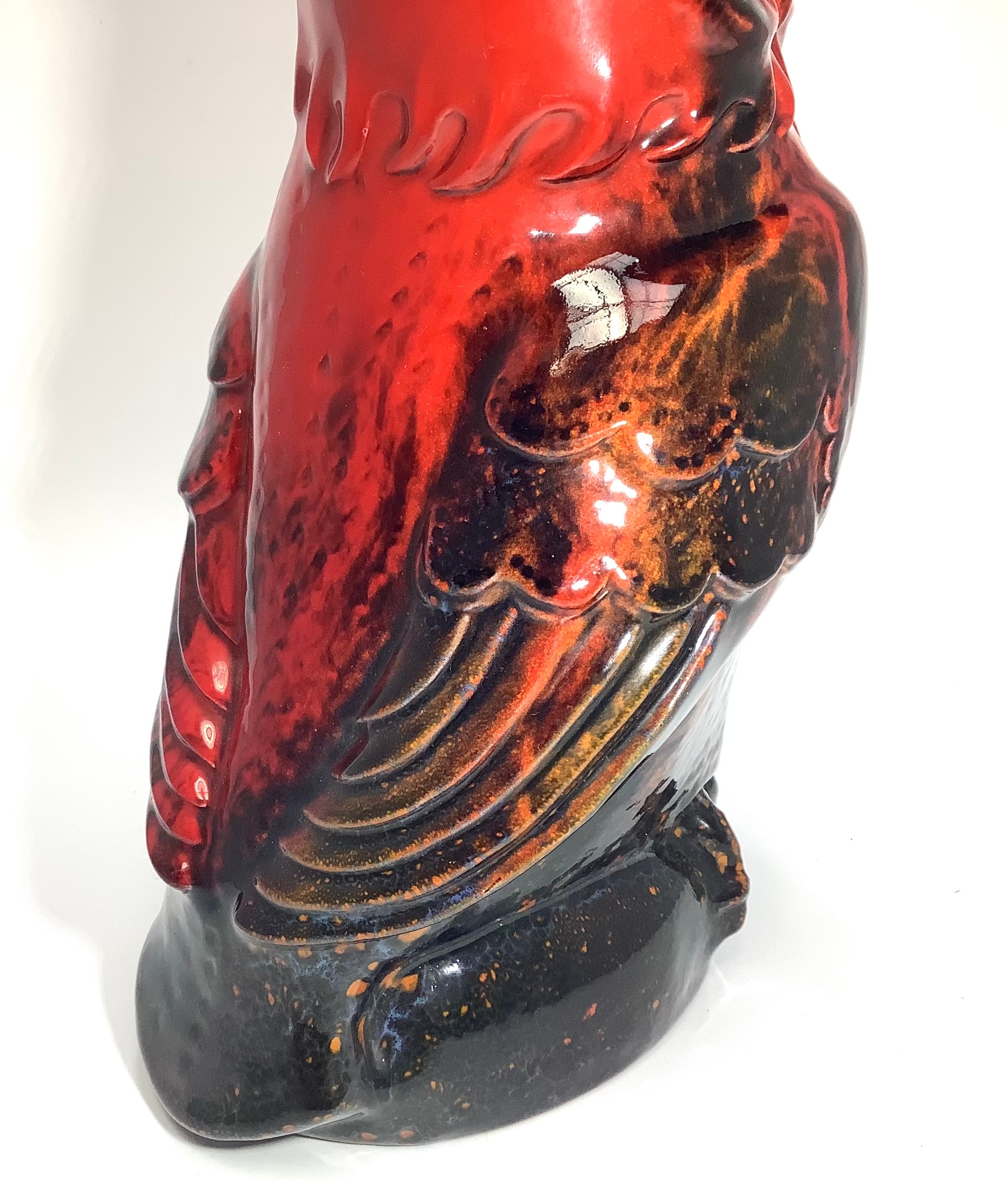 A large Royal Doulton veined Flambé model of an Owl, sat on an oval base, 29cm tall - Image 2 of 3