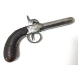 A mid 19th century 64-bore percussion boxlock pocket pistol, 4-inch twist-off octagonal steel barrel