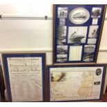 A large framed print detailing the history of R.M.S. Titanic from 1911 to 1985, together with a