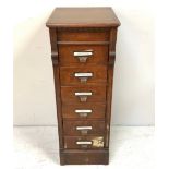 An early 20th century oak six drawer filing cabinet by Office Speciality Manufacturing Co, Canada,