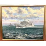 Edgar Albert Hodges (b.1928) RFA Fort Rosalie A385 Fleet Replenishment Ship in open waters, with