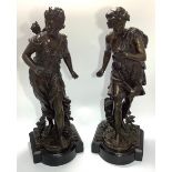 Eutrope Bouret (1933-1906) A pair of brown patinated bronze figures, one modelled as Diana the