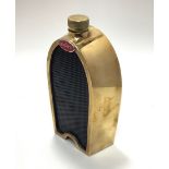 A Classic Bugatti novelty radiator decanter, unusually in gilt finish rather than chrome, with red