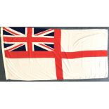 A very large Union Jack Ensign from HMS Cardiff which was decommissioned in 2005, marked '6 BTH 2001