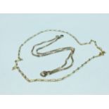 A 9ct gold Figaro chain and a 9ct gold oblong link chain, total weight 6.7 grams. (catch on Figaro