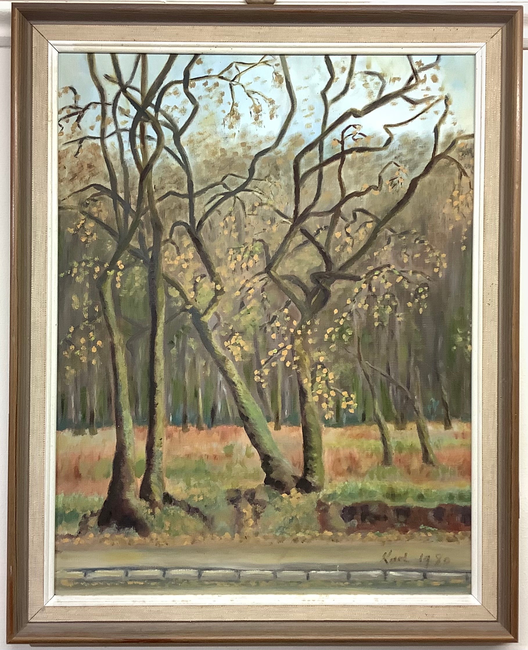 Karl, landscape in autumn, signed, dated 1980, oil on board, approximately 44 x 34cm, together with: