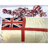 A British Royal Navy White ensign flag, with broad arrow stamp and numbering, 180 x 88cm, together