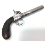 A mid 19th century 40-bore boxlock percussion pocket pistol, with 3" 5/8 inch twist-off octagonal
