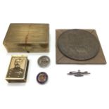 A WWI bronze commemorative plaque 'death penny', named to Albert Wood with original cardboard