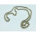 A 9ct yellow gold rope chain with safety chain attached, weighing 15.0 grams, approximately 28