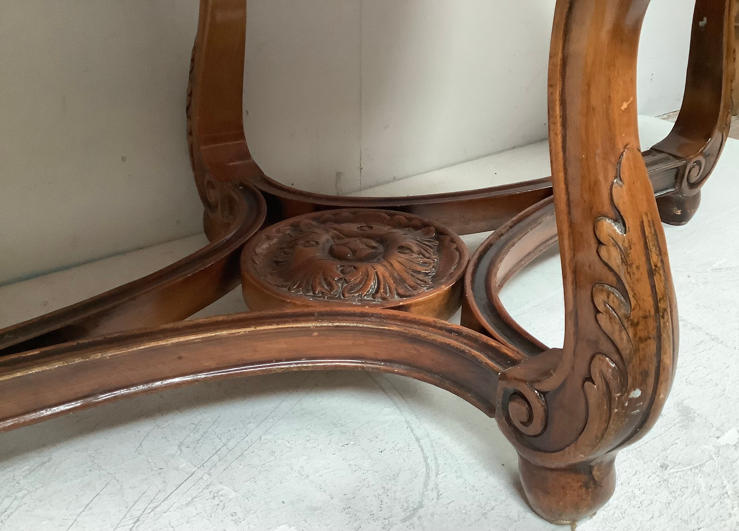 A pair of heavy oval salmon pink marble topped coffee tables, (From 'The Queen's Hotel, Southsea), - Image 5 of 7