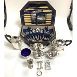 A silver toast rack by W Batty & Sons, hallmarked Sheffield, 1937, together with a filled silver