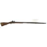 An 18th Century Continental Flintlock Fowling Piece, 43.5 inch steel barrel, two thirds round with