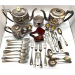 A small collection of assorted silver and silver-plated wares comprising a silver caddy spoon and