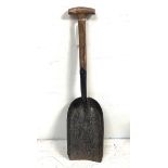 A ship stoker's 'Firing Shovel' with ash handle and black iron scoop, 99cm high