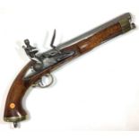 A late 18th/ early 19th century 15-bore Flintlock cavalry Holster Pistol, with 9-inch tapering round