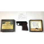 A Webley Sports Starting Pistol, (.22), with bakelite grips, wire cleaning brush, original box and
