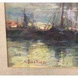Alfred Theodore Joseph Bastien (Belgian. 1873-1955) Harbour scene with boats, signed, watercolour,
