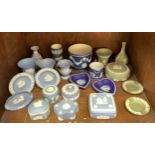 Twenty two pieces of Wedgwood Jasperware including heart shaped pin dishes, trinket pots and covers,