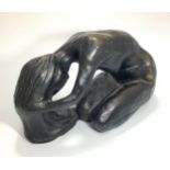 A bronzed plaster figure 'The Kneeling Nude' after Mort Malkin, 1985, 25cm long