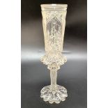 A 19th century Bohemian clear glass chalice, with all over opaque white decoration depicting hunters