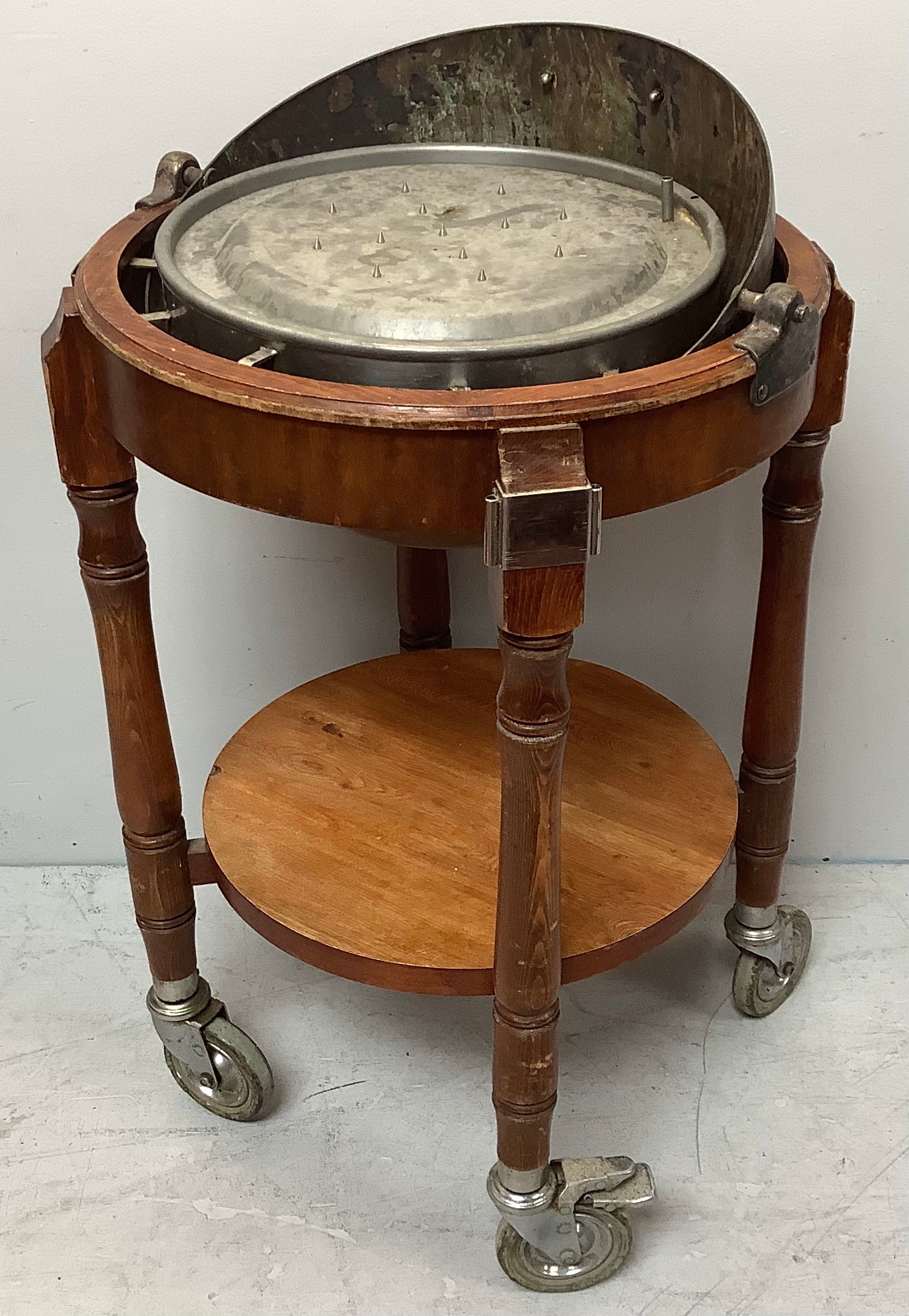 A large circular silver-plated serving trolley, (From 'The Queen's Hotel, Southsea),with folding - Image 2 of 2