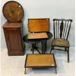 A Victorian stained walnut pot-cupboard, together with a stained beechwood parlour chair, an