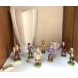 A collection of seven various Widdicombe pottery figures including Peter Daley, Bill Brewer and