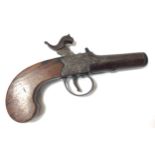 A mid 19th century 62-bore percussion boxlock pocket pistol, 1 and 3/4 inch twist-off tapering
