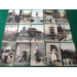 Approximately 107 Japanese cards, virtually all beautifully hand-tinted like the examples of some of