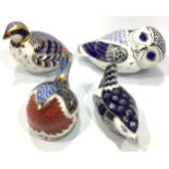 Four Royal Crown Derby paperweights, 'Christmas Robin', limited edition 184/250, with