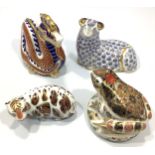 Four Royal Crown Derby paperweights, 'Old Imari Frog', limited edition 2057/4500, 'New Year