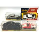 Four various Dinky Toys models including a red and white De Tomaso-Mangusta No. 187, a silver Mk 4