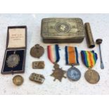 A WW1 medal trio and associated items relating to 59312 G.A Norcutt Royal Engineers, including