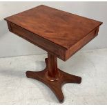 A 19th century walnut side table with central drawer, raised on octagonal tapering support to