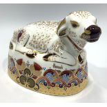 A Royal Crown Derby paperweight, 'Harrods Water Buffalo', with printed marks to base and gold