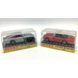 Two various Dinky Toys Aston Martins, a red DB5 No. 110 and a metallic light blue DB6 No. 153,